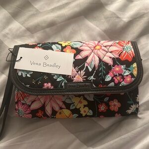 NWT Vera Bradley Floral Women's Wristlet - Black and Multicolor - Medium Sized